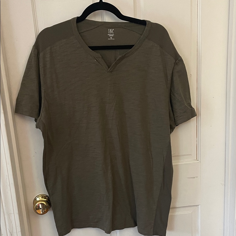 INC International Concepts Men's Khaki V-Neck Tee